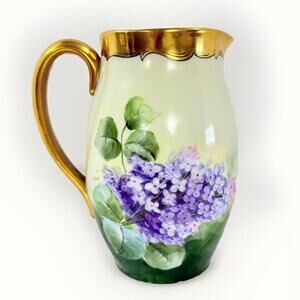 Antique E.W. Donath Studios Hand Painted Lilac Pitcher Signed J.Rome C1906-1928